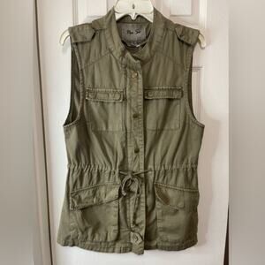 Per Se Olive Green Cargo Utility Elastic Waist Vest size medium